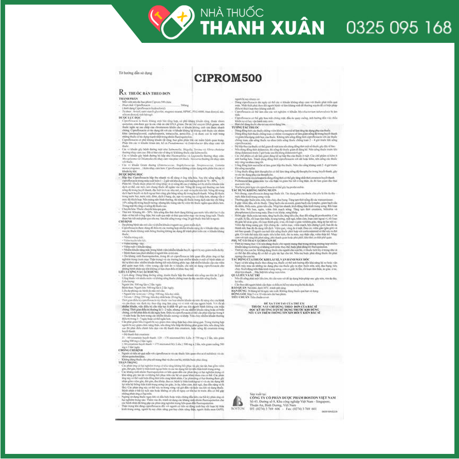 Ciprom 500 thuốc kháng sinh điều trị nhiễm khuẩn